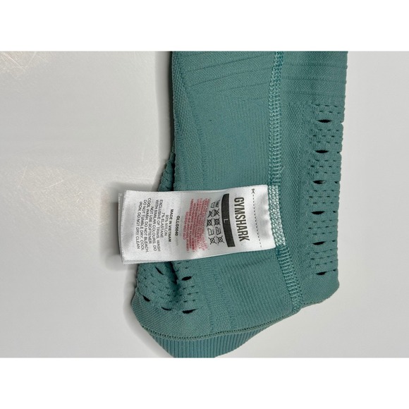 Gymshark Energy+ Seamless Leggings Teal Green High Waisted Eyelet Mesh Womens L - Picture 3 of 3